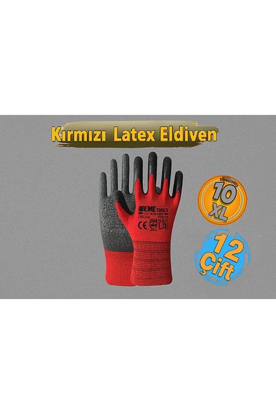 CMC Tools 1713 Red Latex Work Gloves Size 10 (12 Pairs)