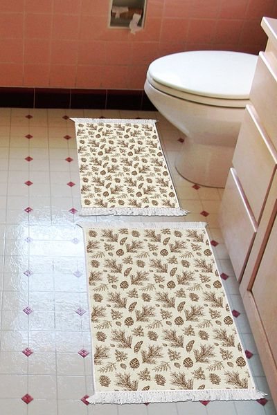 Alanur Home Αντιολισθητική βάση Djt Σετ τουαλέτας Trend Fringed Vintage AL5007 Μπεζ