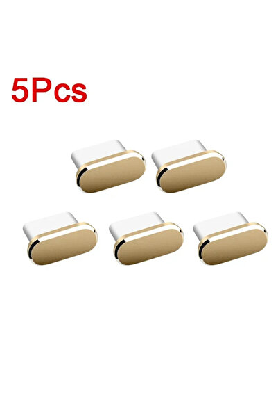 Choice 5 قطع ذهبية 1/5 قطع من سدادة الغبار المعدنية من النوع C لحماية منفذ ال...