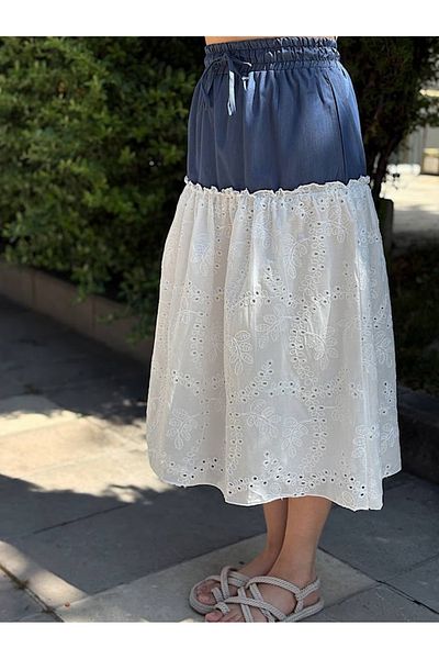 boutich Women's Denim Detailed Fisto Skirt