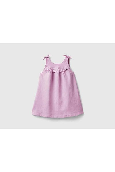 United Colors of Benetton Girls' Comfortable Pleated Shoulder Tie Dress
