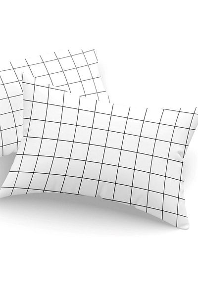 Eponj Home Set 2 fete de pernă 50x70 cm, policoton, patrate Artus Negru
