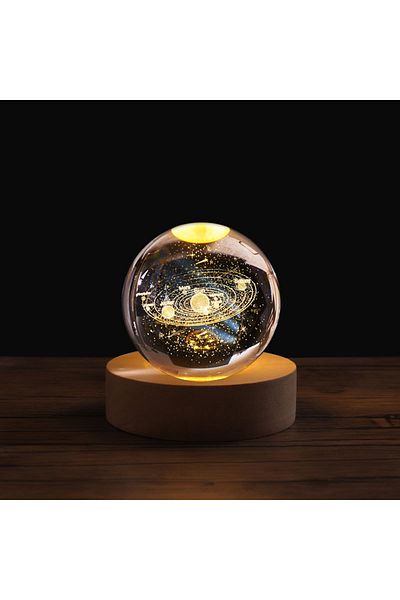 Miniso 3 Independent Box 6cm 3D Crystal Ball Stitch Astronaut Solar System Saturn Milky Way Crystal Planet