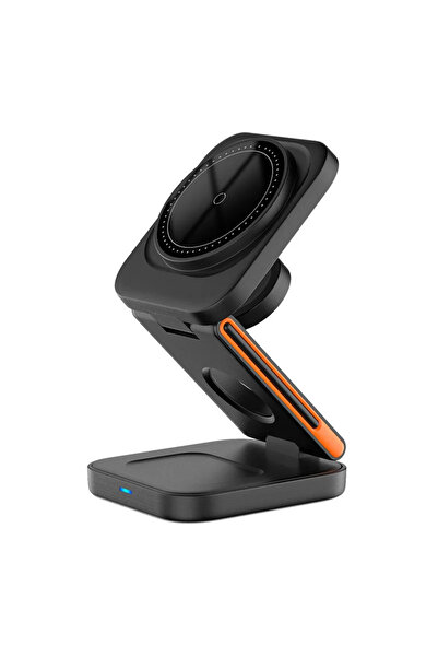 Choice قاعدة شحن لاسلكية سريعة مغناطيسية 3 في 1، 30 وات، قابلة للطي، لون أسود، لأجهزة iPhone 15 و14 و13