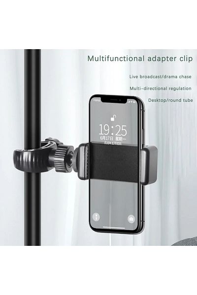 Vikefon 360° Rotation Phone Holder Adjustable Clamp Spiral Clamping Multifunctional Adapter Clip For All ...
