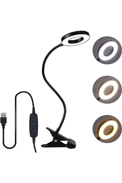 Choice Black USB Clip Flexible Book Light 3 Color Adjustable LED Desk Lamp Eye Protection Reading Lamp for