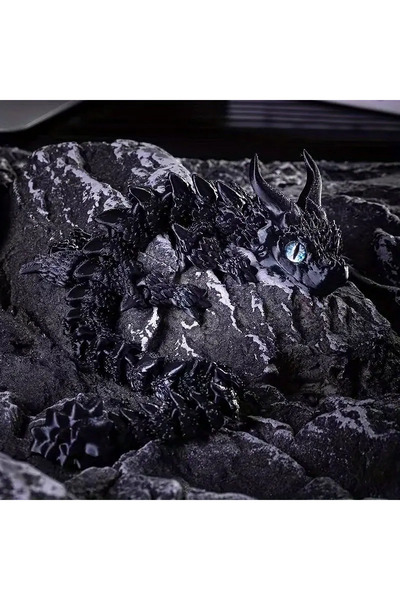 Choice قطعة واحدة سوداء اللون من تمثال تنين مزدوج القرن مطبوع بتقنية ثلاثية ا...