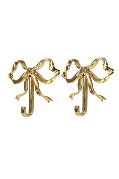 Choice 6.6 × 6.6 سم، قطعتان من حامل المناشف الصلب على شكل فيونكة ذهبية فاخرة ...