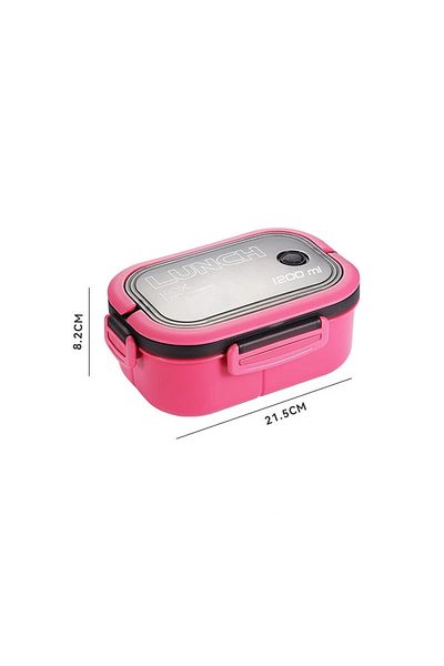 Choice 2 Pink 1200ML 2 Layer Bento Lunch Box With Spoon Fork, Kid High Capacity Microwae Food Containers Po