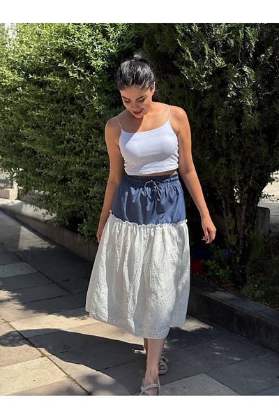 boutich Women's Denim Detailed Fisto Skirt