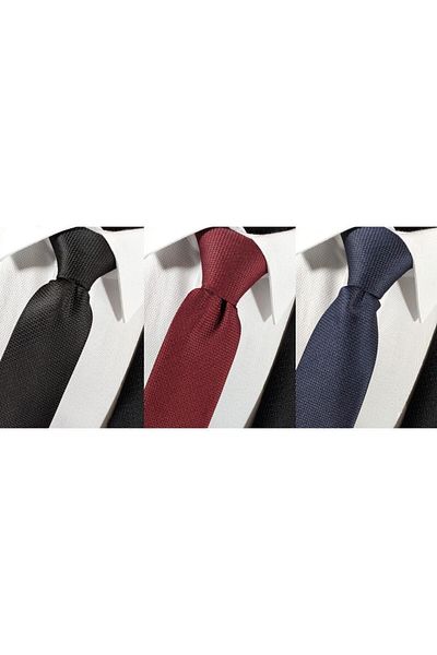nightblack Navy Blue Black Bordo Color Oxford Dobby Self Patterned Tie and Handkerchief