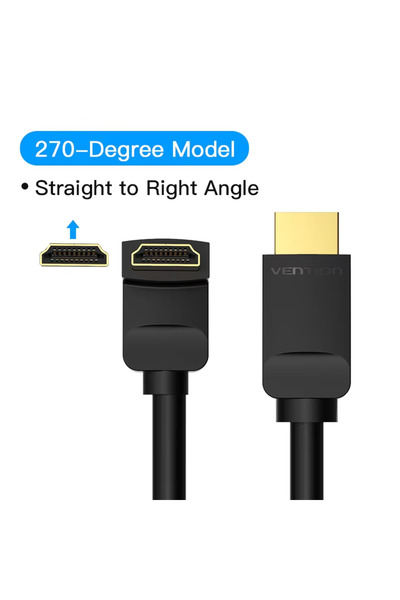 Choice 1m 270 Degree Black Vention 4K HDMI Cable HDMI 2.0 Cable HDMI 90/270 D...