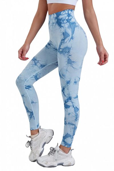 Fizion Pantaloni fitness modelatori cu elemente grafice Marble, Albastru