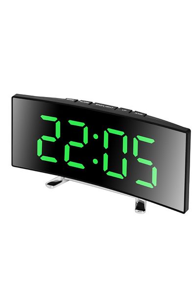 Choice green LED Curved Screen Luminous Electronic Clock Mirror Clock Living Room Large Screen Alarm Clock