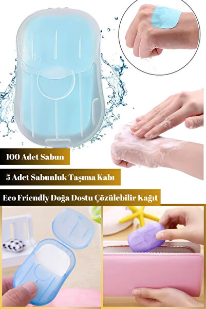 Hane Dostu 5 Set 100 Adet Suda Çözülebilen Seyahat Dostu Kağıt Sabun