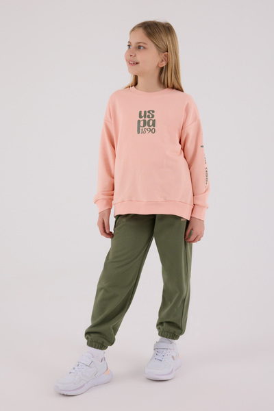 U.S. Polo Assn. Lisanslı Kız Çocuk Alt Üst 2 Parça Eşofman Takımı