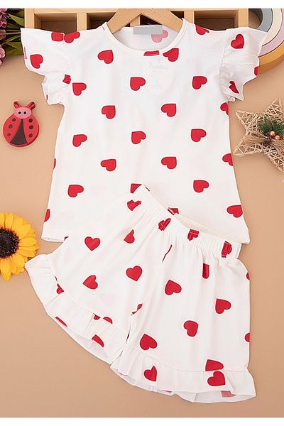 SANTRALBEBE Girl's Heart Shorts Set