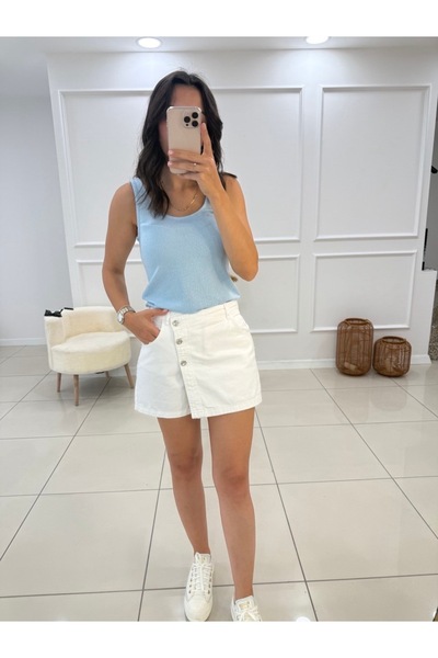 Butik Düğmeli Kot Etek Jean