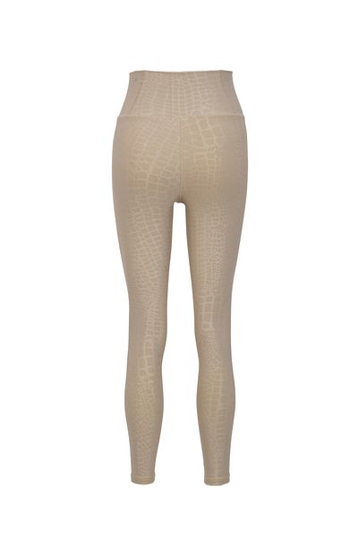 4upower High Waist Croco Patterned Sports Leggings – Beige