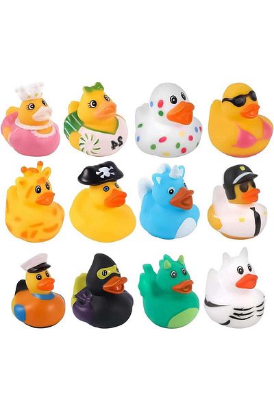 Generic 12 Pcs Rubber Ducks, Rubber Bath Duck Toys, Rubber Duck, Cute Bath Ducky Toys for Kids Baby Showers