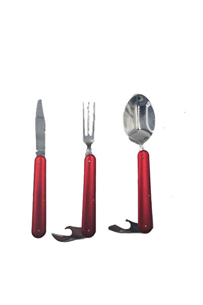 dalimag Set de Tacamuri, Lingura, Furculita si Cutit, Desfacator de Sticle, 16 cm, Rosii,