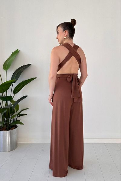 MaziButik Multi-Tie Jumpsuit Brown