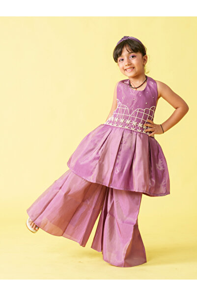 Maithili By Styli Embellished Sleeveless Top and Palazzo Set