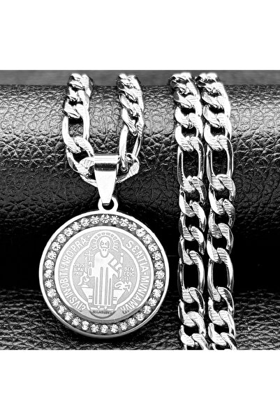 Choice قلادة ميدالية القديس بنديكت من الكريستال الملون NK 3B1hua SR للنساء وا...