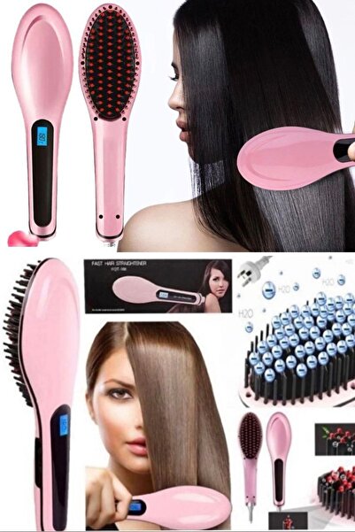 Seramik Saç Düzleştirici Fırça Hızlı Düz Elektrikli Saç Tarağı Lcd Ekran Isıtma Saç Fırçası Bakım
