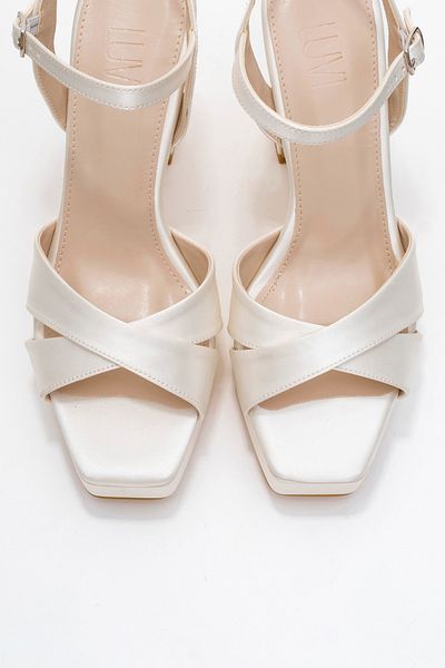 LuviShoes Yuli̇a Satin Cross Strap Women's Platform Heeled Shoes