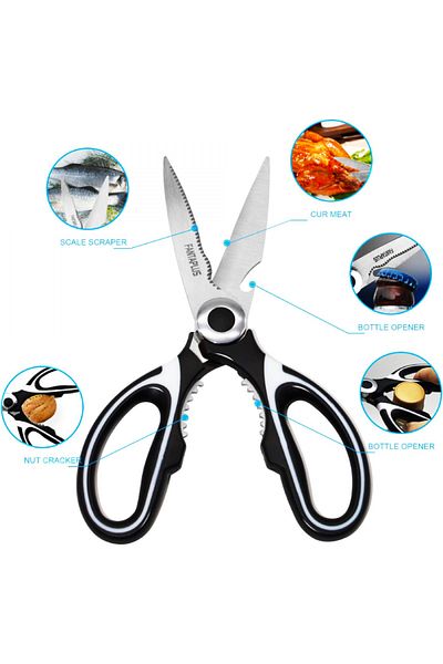 wei inox Kitchen scissors, stainless steel, black, 21 cm