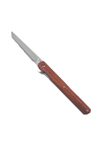 dalimag Briceag Stiletto, Maner Lemn, Husa Piele, Prindere Curea, Rosu,