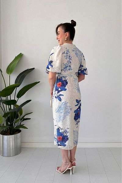 MaziButik Φόρεμα Wrap Floral Μπλε