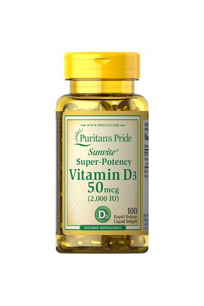Bayer Puritan's Pride Sunvite Super Vitamin D3 50 Mcg 2000 IU 100 Tablets