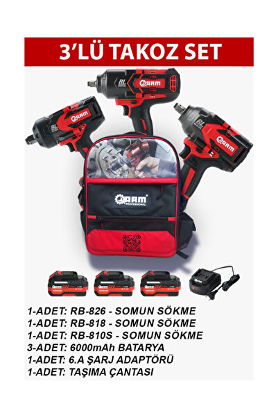 Arm 3'Lü Takoz Şarjlı Seti