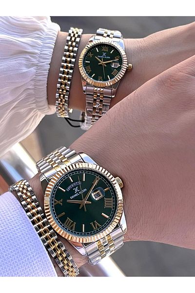 Daniel Klein Couple Lover Watch Steel Bracelet Steel Cord 3 Atm Water Resistant Wristwatch Vs.Blkt.0