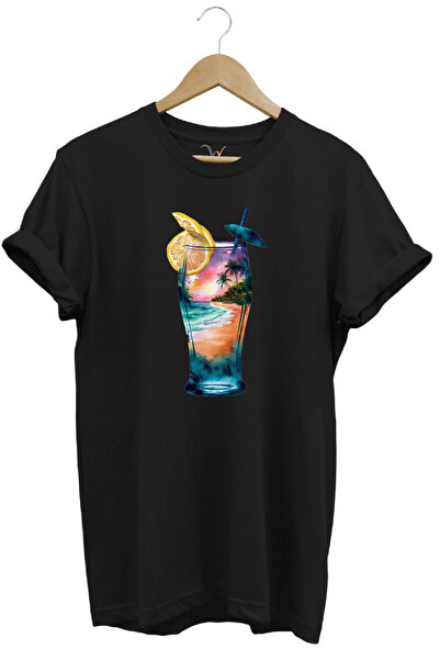 WİDİ Summer Summer Havasa And Cocktail Printed 100% βαμβακερό μπλουζάκι Unise...