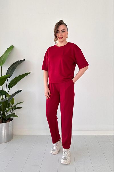 MaziButik Çimalı Modal Suit Claret Red