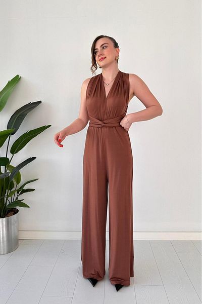MaziButik Multi-Tie Jumpsuit Brown
