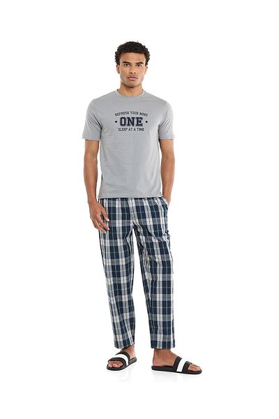 R&B Grey Melange MNW- KNITTED TEE WOVEN PANT-S-XXL