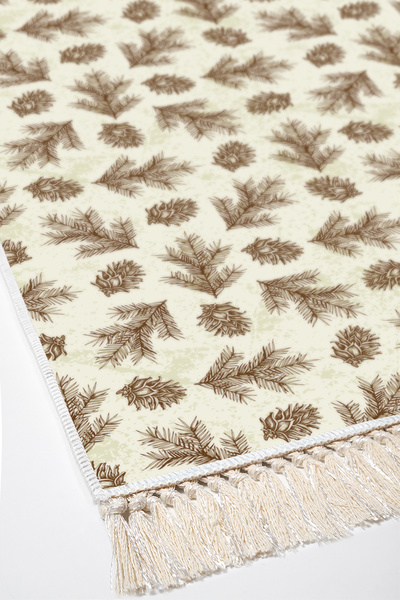 Alanur Home Non-Slip Base Djt Toilet Set Trend Fringed Vintage Al5013 Beige