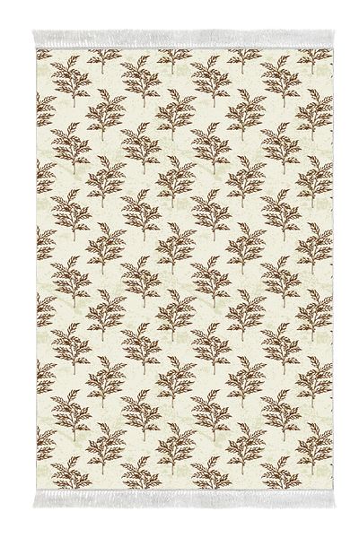 Alanur Home Αντιολισθητική βάση Djt Σετ τουαλέτας Star Cotton Fringe Vintage AL5011 Μπεζ