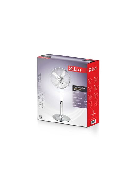 Zilan Ventilator din oțel inoxidabil, putere 50 W, 3 viteze, oscilație automată, 4 reglaje verticale ZLN1112