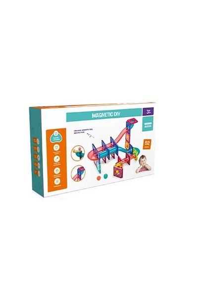 dalimag Magnetic Construction Toy for Kids, Track with Balls, 53 Pieces, Multicolor Pink