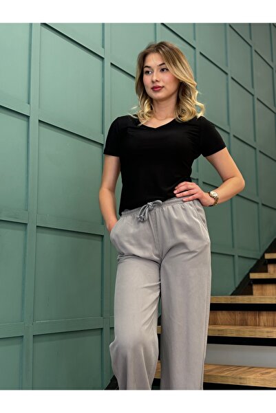 AYHAN Women's V Neck Short Sleeve Blouse