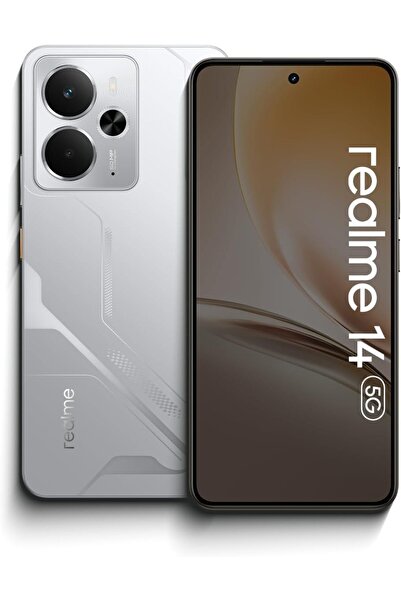 realme هاتف ذكي 14 5G، ذاكرة وصول عشوائي (RAM) سعة 12 جيجابايت وذاكرة قراءة فقط (ROM) سعة 256 جيجابايت، لون فضي ميكا