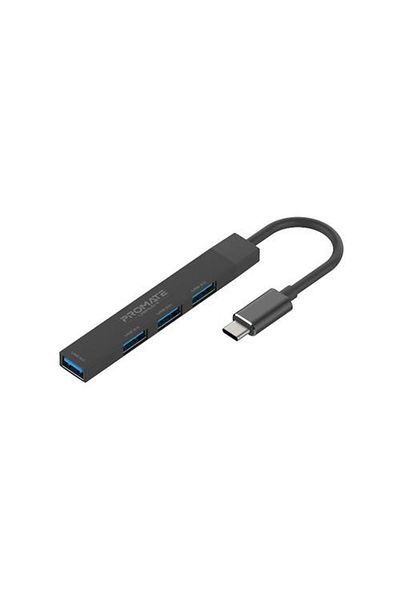 Promate موزع بيانات Usb-c متعدد المنافذ 4 في 1 يأتي بتصميم محمول نحيف مع توافق واسع