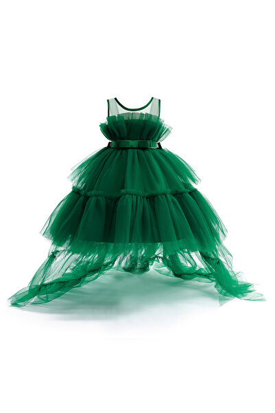 ddaniela فستان شبكي من D' Daniela للفتيات الصغيرات مع فيونكة أمامية وحاشية مك...