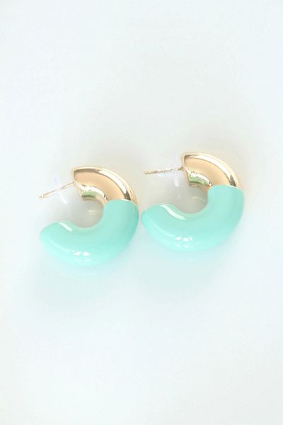 ALFA AKSESUAR 03 Ccb Turquoise Gold Double Color Earrings - Tj-Bkp8871