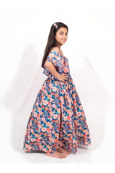 Maithili By Styli Printed A-Line Off Shoulder Maxi Dress